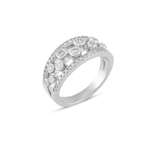 NURAN - Tube ring i 14kt. hvidguld m. i alt 0,67ct. brillanter